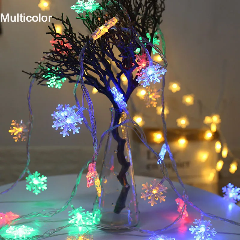 10M/20M/30M LED Christmas Snowflake String Lights 220V Fairy Light Outdoor Garland For Party Weddding Home Garden New Year Decor