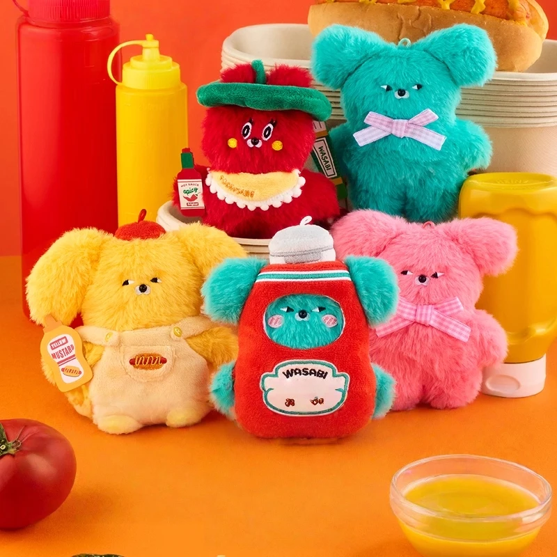 Wasabi urso chaveiro de pelúcia caixa cega com tema de tempero bonito animal de pelúcia boneca presente surpresa para fãs
