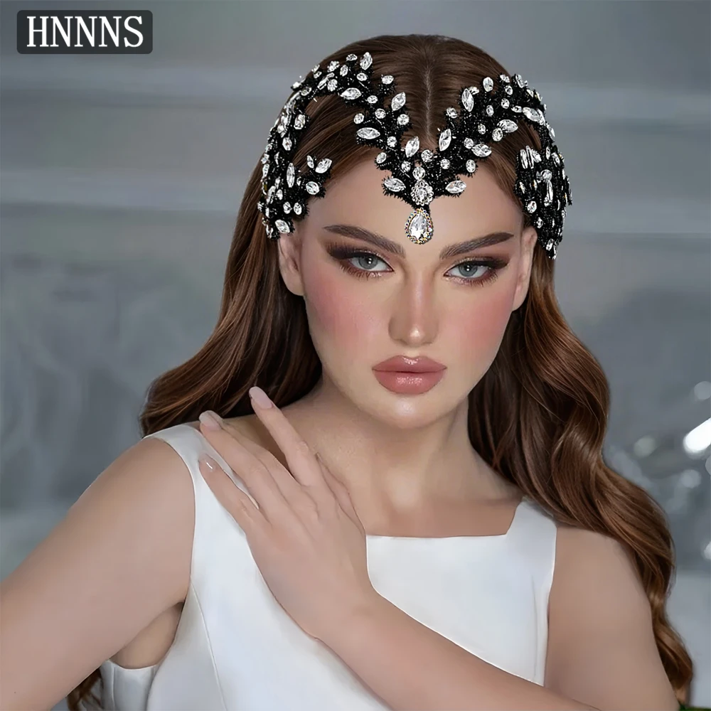 

HNNNS Modern Wedding Hair Accessories Handmade Rhinestone Forehead Chain Elegant Bridal Headdress Unique Design Headpiece A380