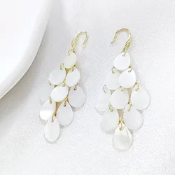 Fashion Earrings Autumn Winter Exaggerated Personality Water Droplets Shell Handmade Splicing Ear Hook Holiday Style Earrings