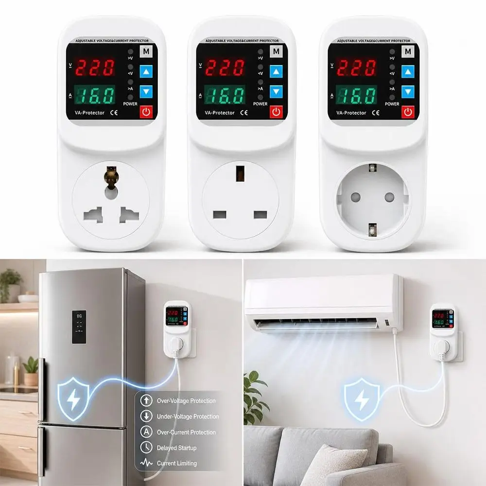 Adjustable Protection Voltage Protector Automatic Reclosing Digital Display Voltage Protection Plug Overcurrent Protection