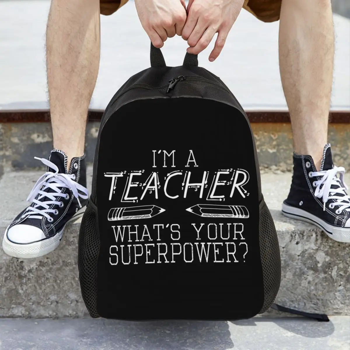 

I'm A Teacher, What's Your Superpower Backpack Daypack Large Capacity Boys Girls BookBag School Bag Shoulder Bags for Men Women