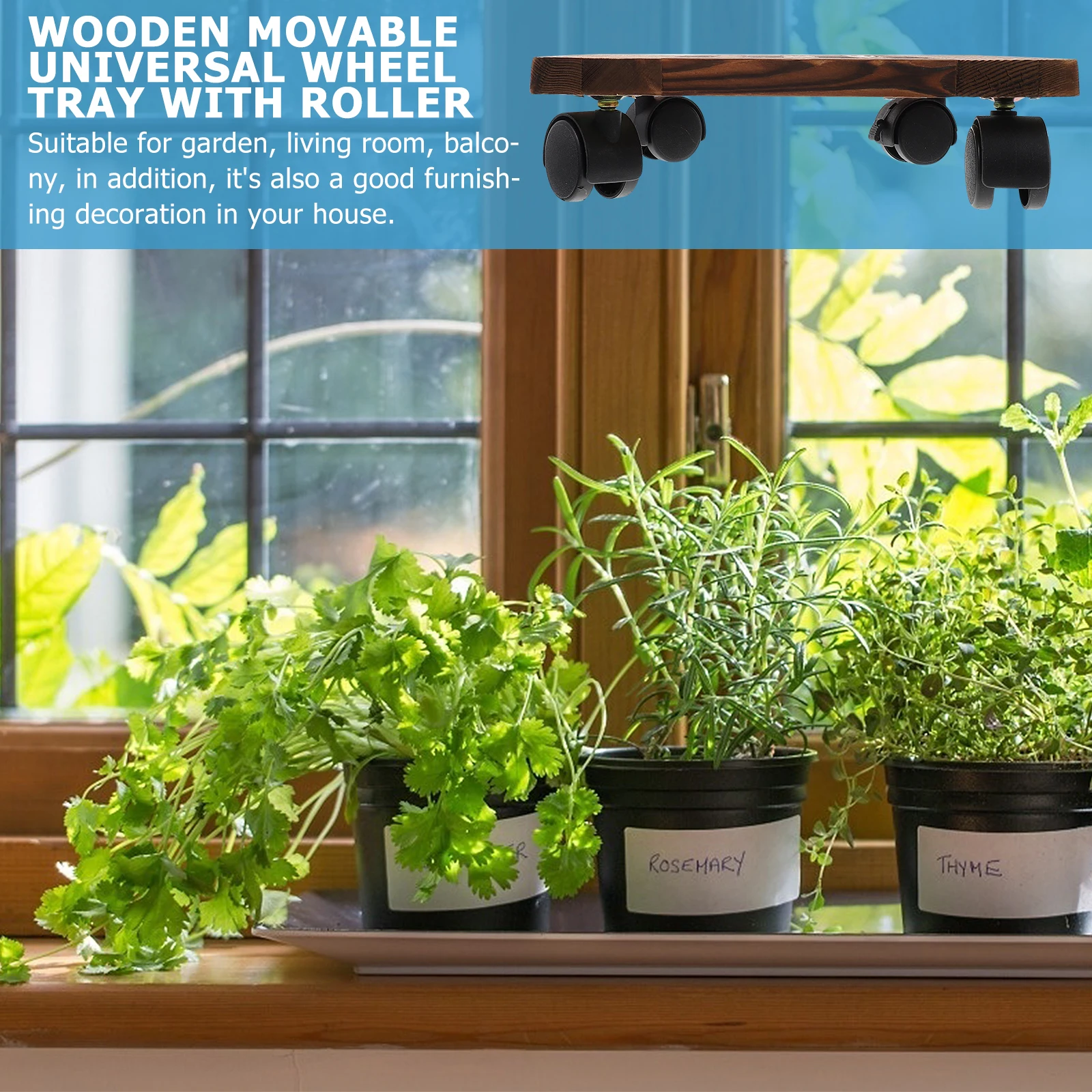 

Planter Storage Tray with Wheels Movable Flowerpot Stand Simple Generous Design Strong Load Capacity Movable Flowerpot Tray