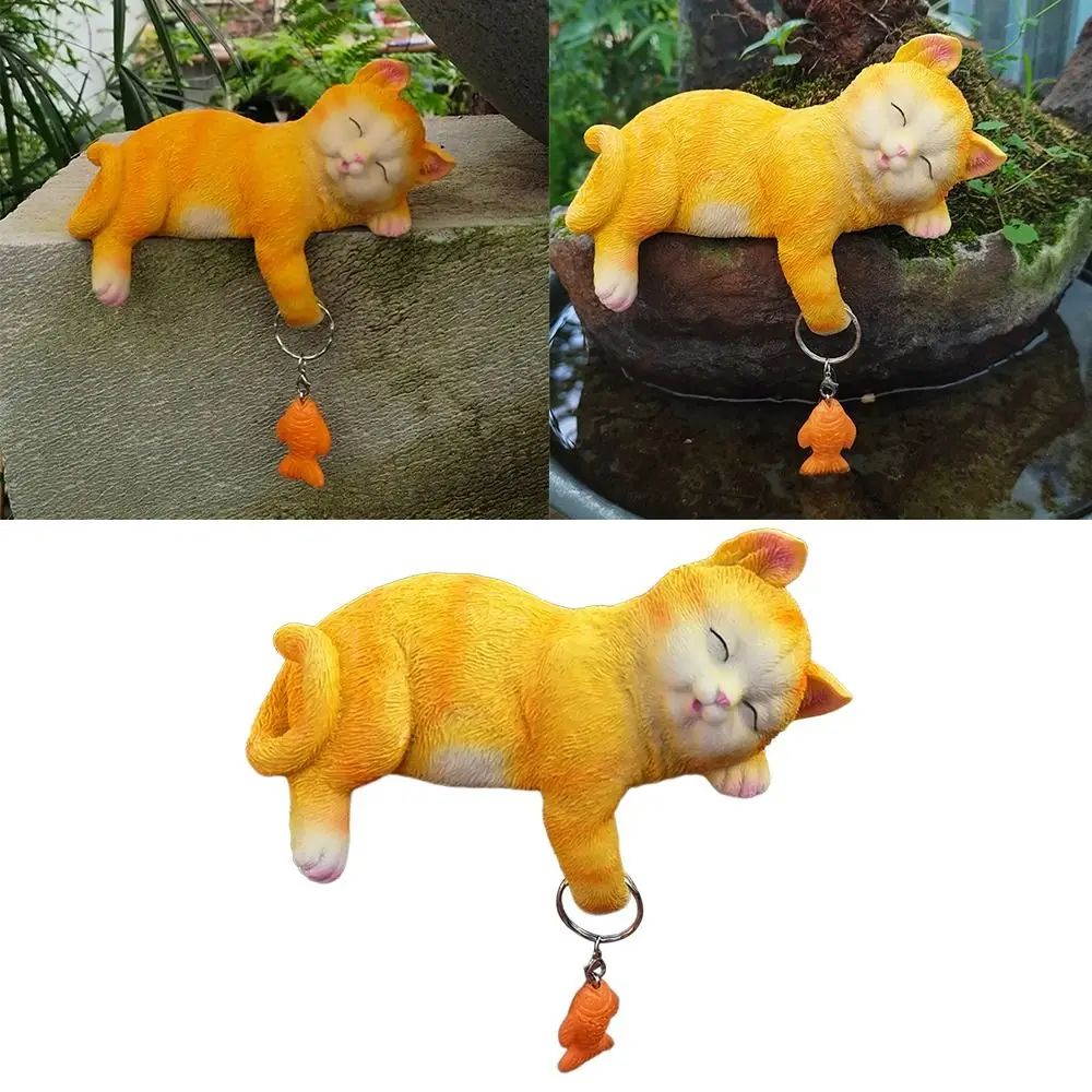 

New Design Adorable Yard Ornament Orange Cat Pattern Resin Cat Ornament Garden Decor Realistic Sculpture Garden Statue Decor