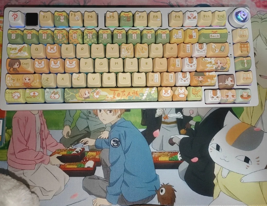 en-stock-capuchons-de-touches-d'anime-natsume's-book-of-friends-mao-soa-142-pieces-capuchons-de-touches-personnalises-mignons-pour-clavier-mecanique