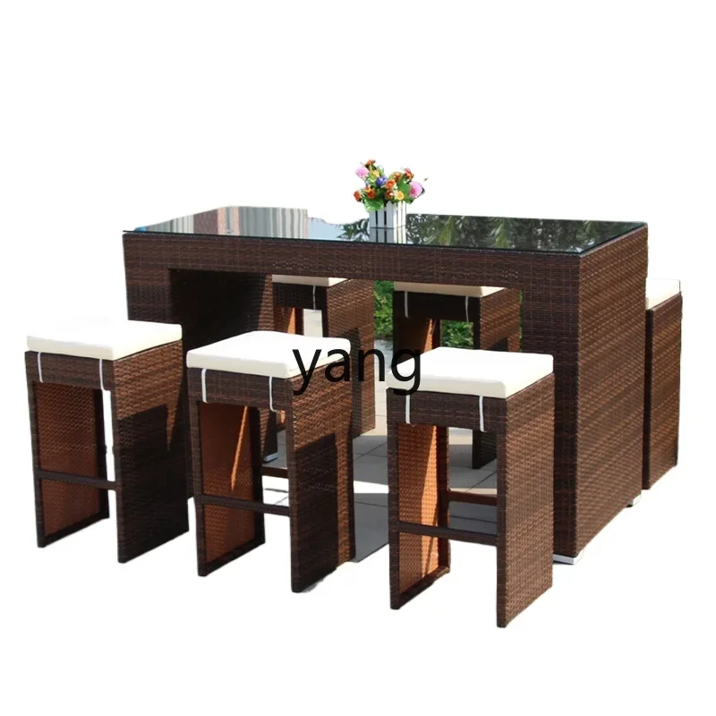 

ZL villa outdoor table and chair courtyard open-air waterproof sunscreen rattan chair combination