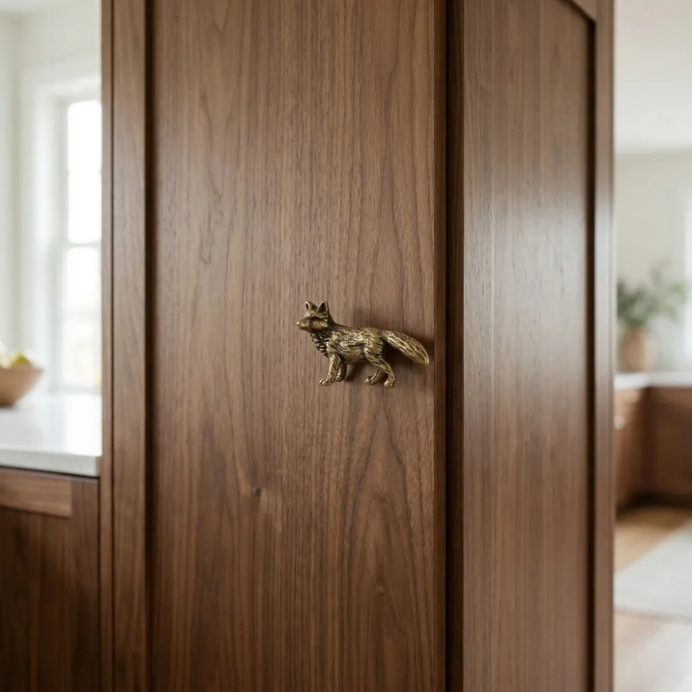Retro Vixen Brass Handle Vintage Single Hole Cabinet Door Knobs Push-pull Furniture Hardware Wardrobe Drawer Pulls Cupboard