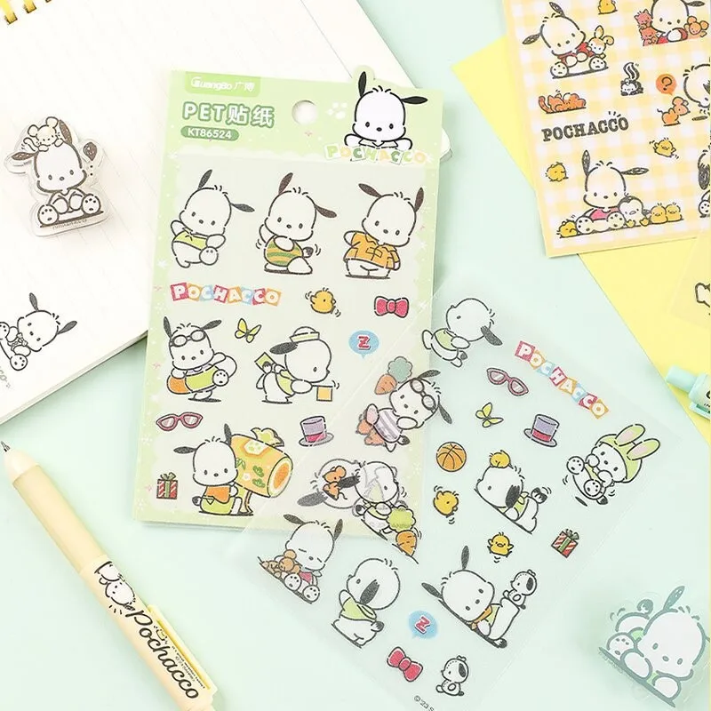 New 24pcs Sanrio Anime Pachacco Handmade Notebook Stickers Student Diy Decorative Materials Stickers Kids Stationery Wholesale