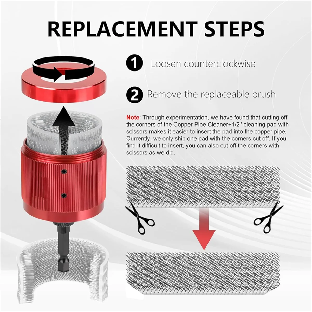 

A83Z Набор для чистки медных труб 1/2 дюйма и 3/4 дюйма для дрели с 10 щеточными лезвиями Сантехнические инструменты для удаления ржавчины, пятен и краски