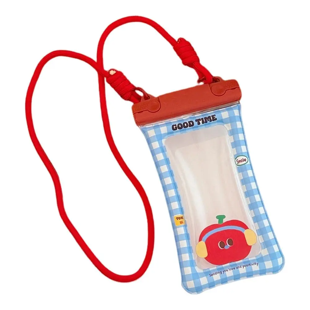 

Transparent Waterproof Mobile Phone Bag PVC Touch Screen Floating Phone Dry Cover Double Hanging Rope Cute