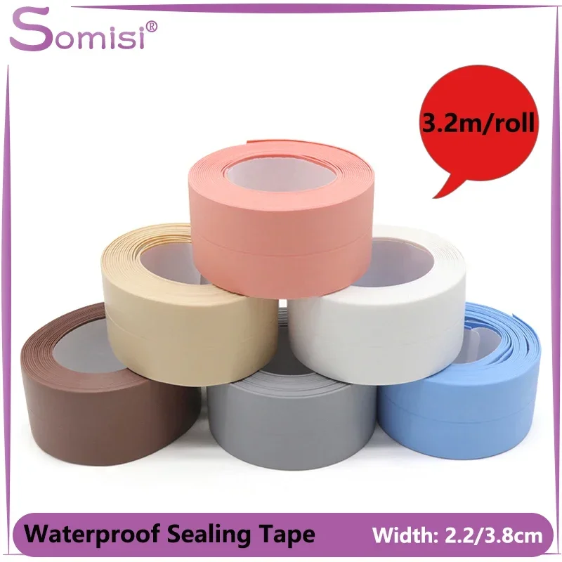 

1/2/5rolls Shower Bath Sealing Tape Strips for Bathroom Kitchen Seal Caulk Strip Sink PVC Self Adhesive Waterproof Sealing Tape