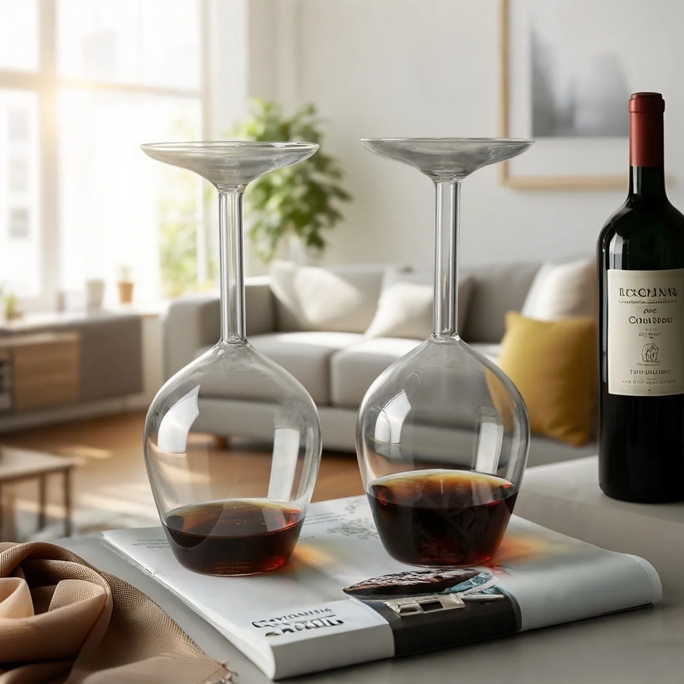 Creative Inverted Glass European Inverted Red Wine Bottle High Heel Inverted Red Wine Glass Home Decoration Wedding Gift