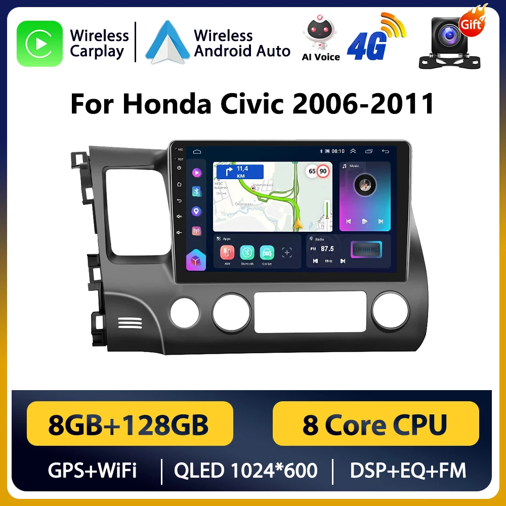Podofo 10.1 "2din Android Voor Honda Civic 2006-2011 Autoradio Multimedia Speler Navigatie GPS Audio Stereo carplay Head Unit