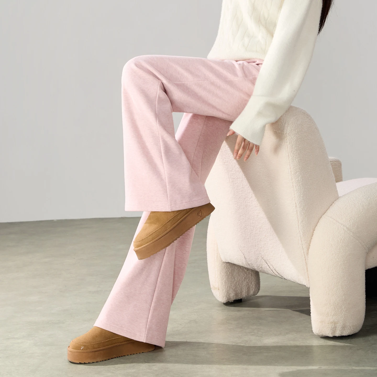 SENTUBILA Women's Knit Bootcut Pants 2026 New Fleece Lined High Waist Drapey Commuter Woman Clothing for Winter 164KE8628