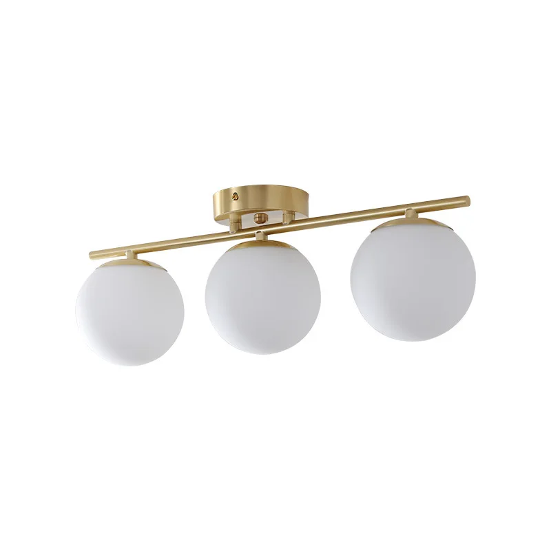 

Nordic Modern Cream Style Ceiling Light with Three Heads of Milky White Glass Ball Corridor Glass Aisle Light