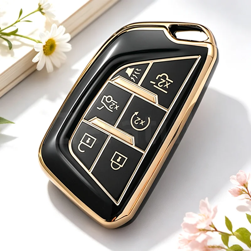 For Cadillac Escalade CT4 CT4-V CT5 XTS CT6 C8 for GMC Yukon 2021 2022 6 Buttons TPU Car Key Fob Cover Case Shell Accessories