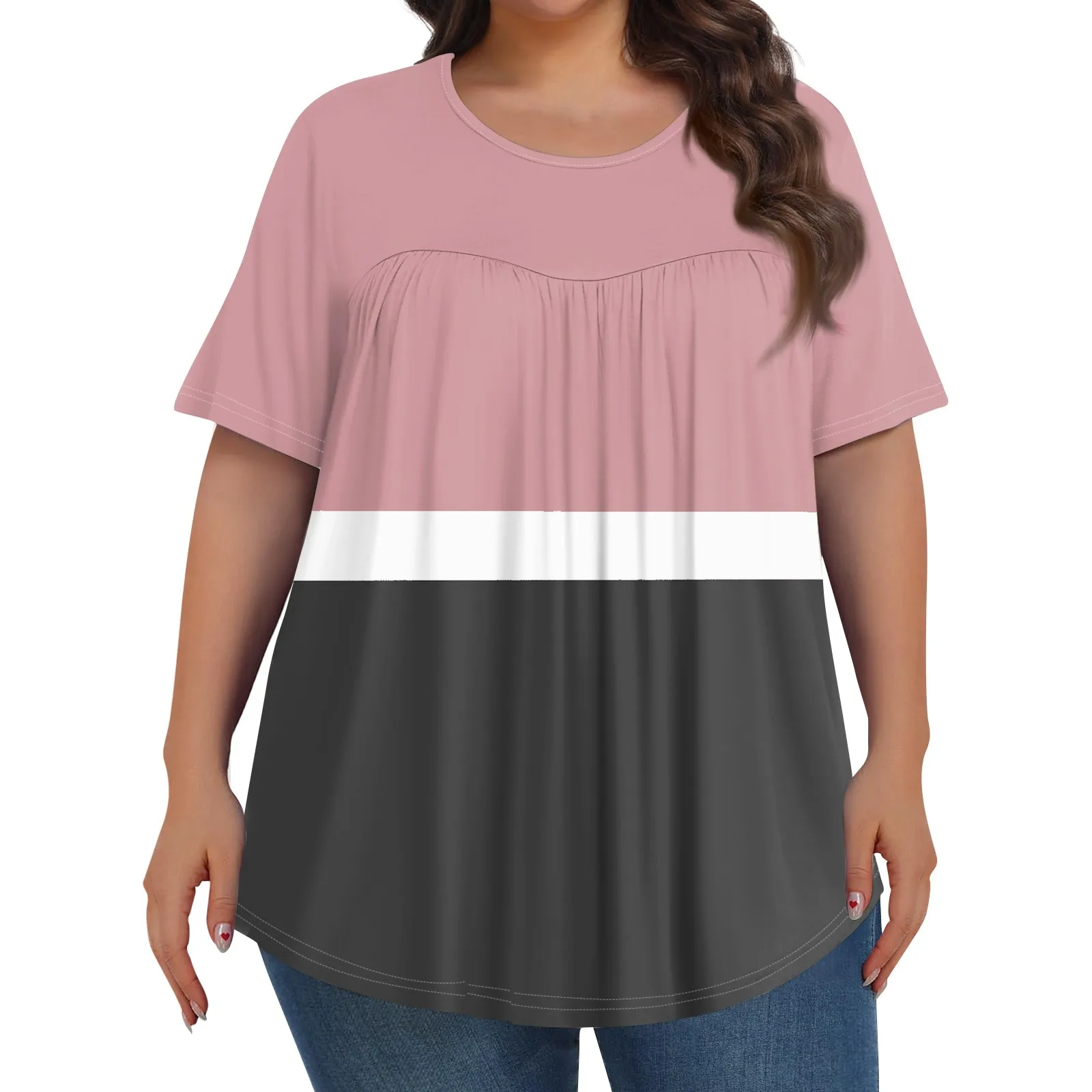 2024 Fashion Ropa Mujer Tendencia Women\'S Casual Print Round Neck Short Sleeve Top Womens Plus Size Playeras Oversize Mujer