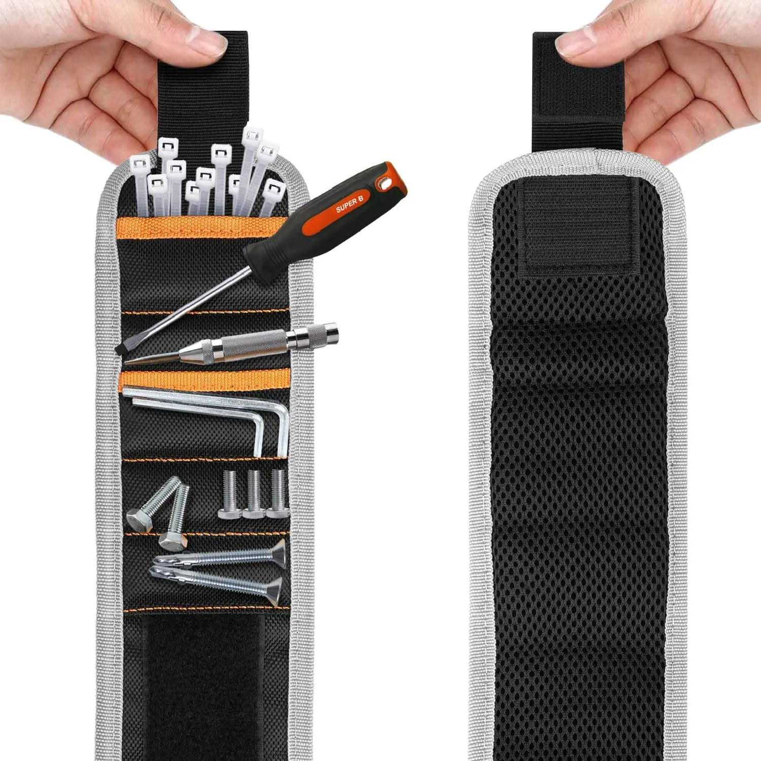 Magnetic Wristband, for Dad, with Strong Magnets for Holding Screws, Nails, Drilling Bits, Tool Gift for Men