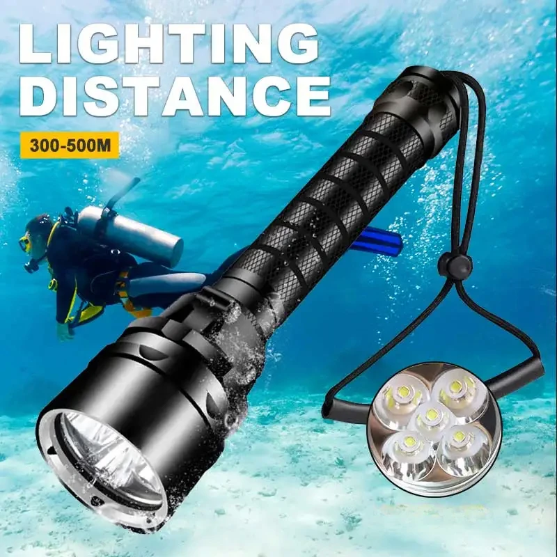 LED 3T6/5L2 Torcia subacquea IPX8 Impermeabile Professionale Super Luminoso Potente Torcia subacquea Lampada Lanterna Scuba Dive Light