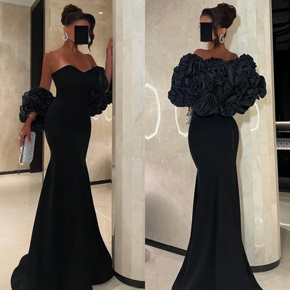 

Customized Sizes Available Exquisite Jersey Ruched Draped Flower Mermaid Off-the-shoulder Long Dresses Bespoke Occasion Dresses
