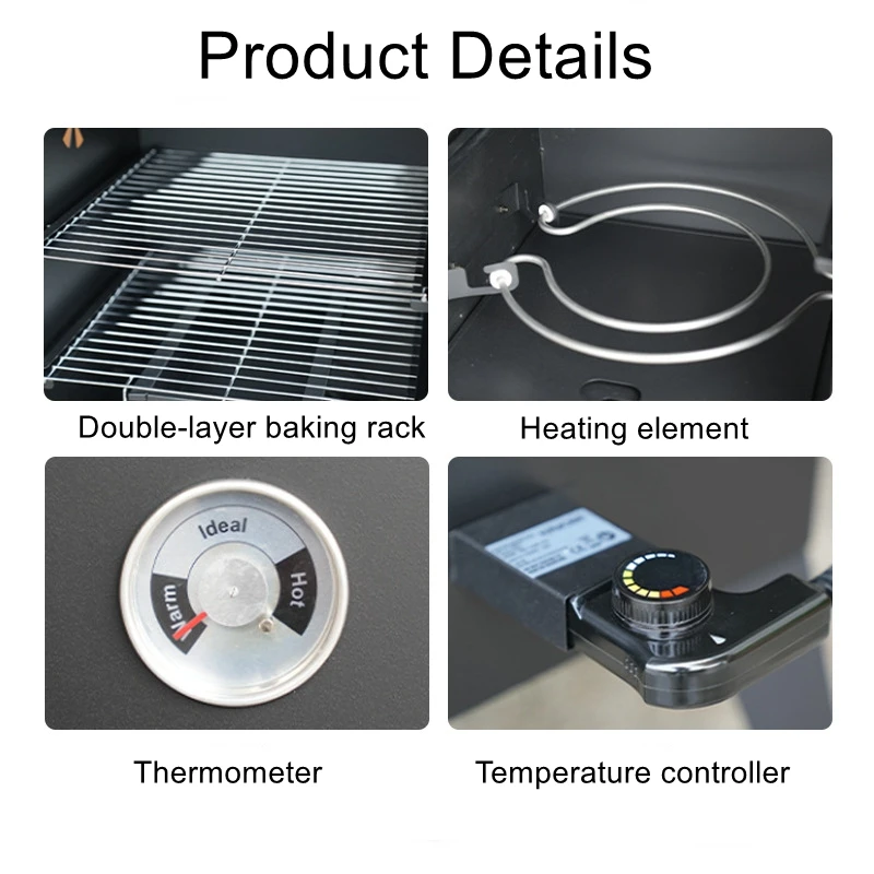 

Electric Grill with Thermometer Smoke-Free Home Barbecue Grill Smoke-Infused Roasting Vertical Electric Barbecue Oven