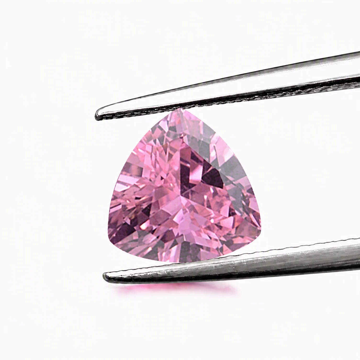 Diamond Stud Earrings - Gema Solta Rosa com Corte Trillion
