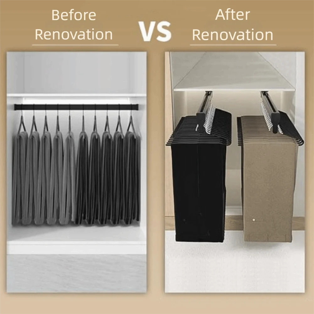 

Сверхмощная вешалка для брюк из алюминиевого сплава, выдвижная компактная выдвижная вешалка для брюк, подвесная стойка для хранения брюк для дома