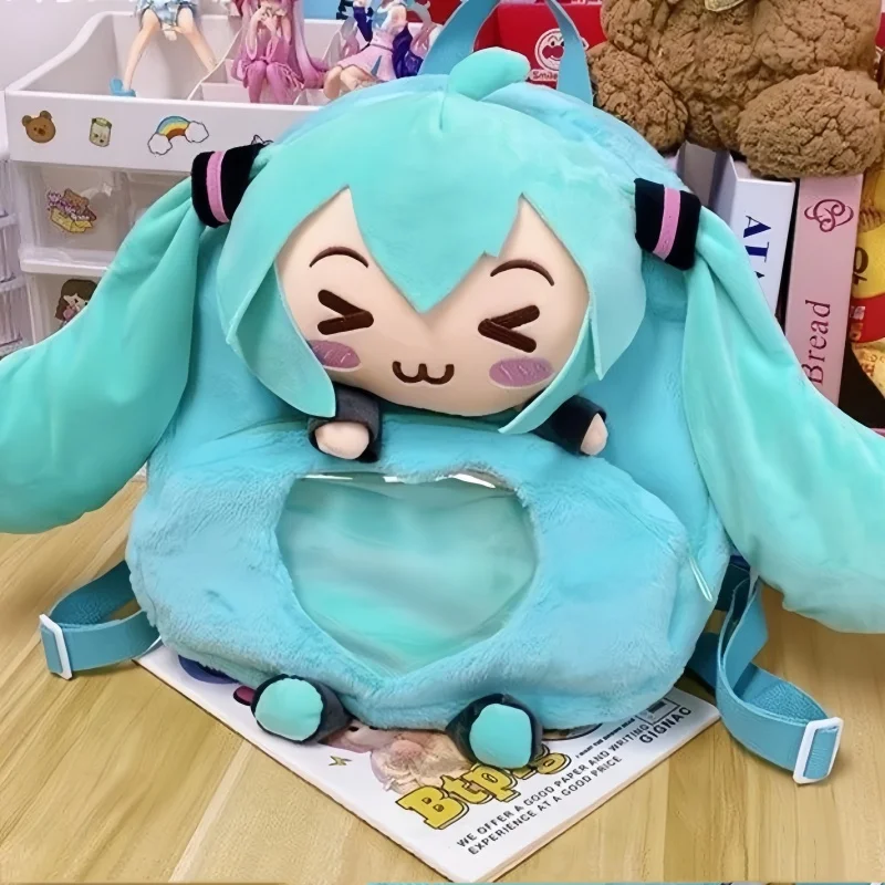 初音ミク甘くてかわいいクリエイティブアニメ画像刺繍ファッション大容量収納ソフトぬいぐるみバックパック女の子のおもちゃギフト