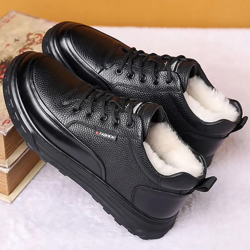 Men's Winter Leather Snow Boots - usage example