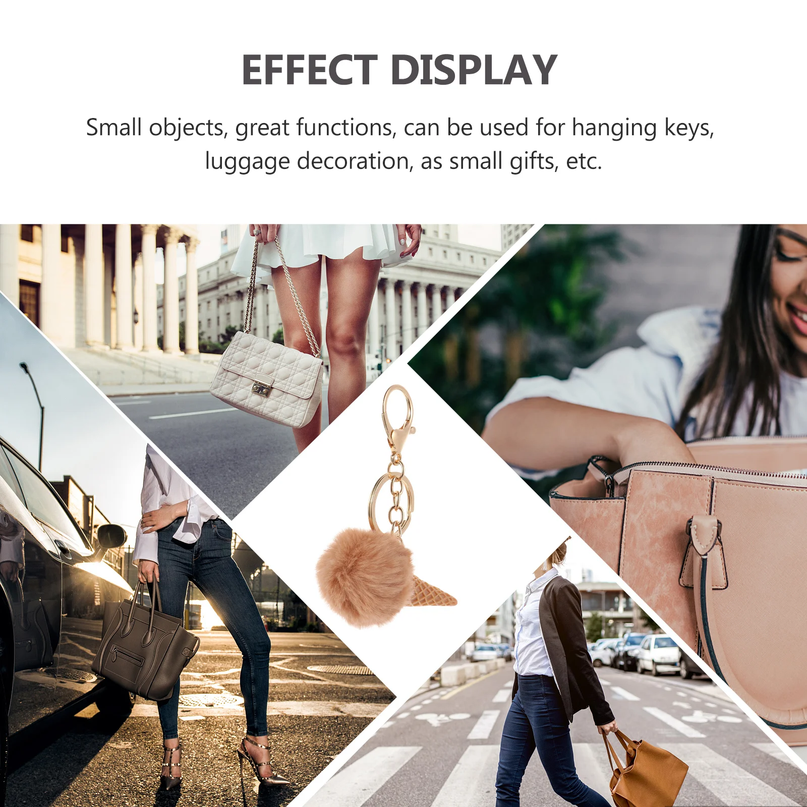 3 pcs Ice Cream Keychain Bag Pendant Hanging Ornament For Keys Luggage Decor Kids Gift Backpack Charms Handbag Accessories