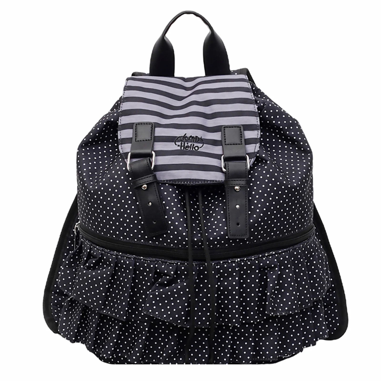 

Рюкзак с принтом в горошек для студентов, повседневный, большой вместимости, для путешествий, винтажный, из нейлона, с рюшами, в стиле Y2K, для девочек и женщин