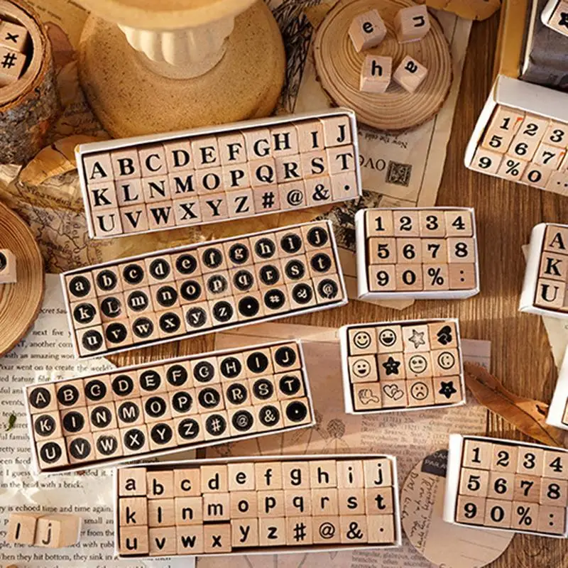 4-40pcs/set Letters Retro Seal Wood Stamps Wooden Rubber Stamps Scrapbooking Stationery DIY Craft  Album Decoration Handmade