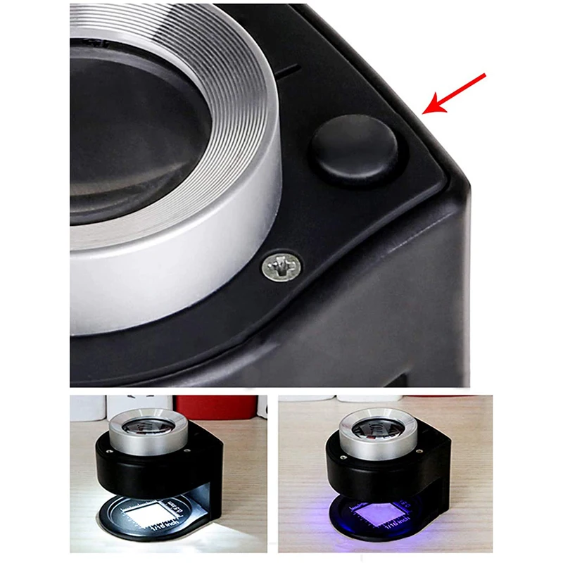 30X Scale Desktop Magnifier with 3 LED Mini Handheld Illuminated Magnifying Glass Dual Optical Glass Jeweler Loupe