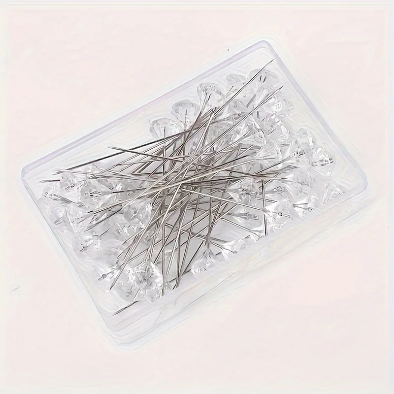 100 Stück Transparente Diamantnadeln 3,15 Zoll Klare Gerade Corsage-Bouquet-Diamantnadeln Hochzeits-Handgelenkblumen-Dekoration Bastelzubehör – Detail 5