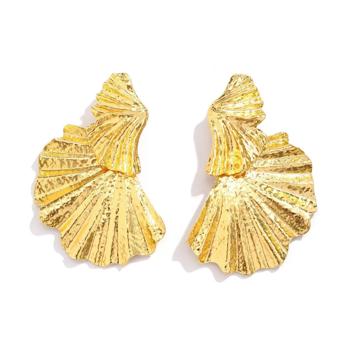 Geometric Ginkgo Minimalist Leaf Metal Stud Earrings For Women Holiday Party OL Gift Fashion Jewelry Ear Accessories CE149
