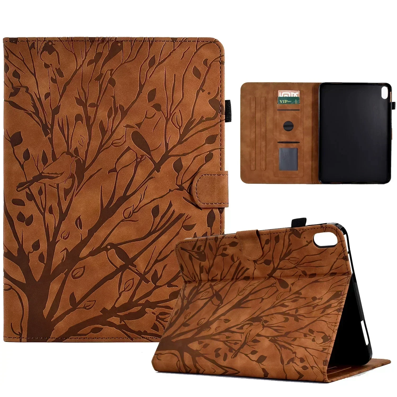 Embossed Tree Leather Wallet Case for Ipad 10”2 Case 9th 10.9 10th Air3 Pro 10.5 9.7 5th 6th Mini 6 Air2 Cards Solt Cover Fundas