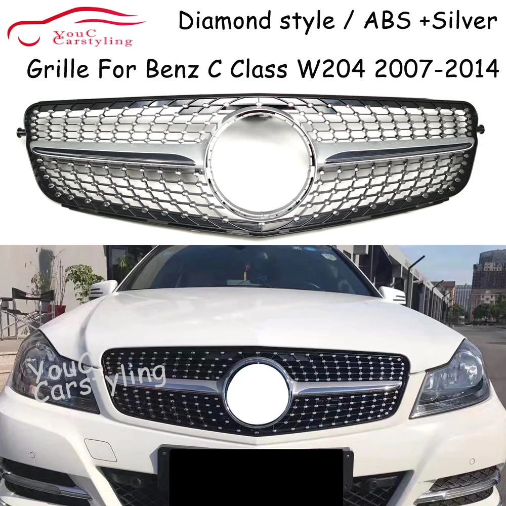 

W204 Diamonds Решетка переднего бампера Сетка подходит для Mercedes C Class W204 2007-2014 C180 C200 C250 C300 C350 (не подходит C63)