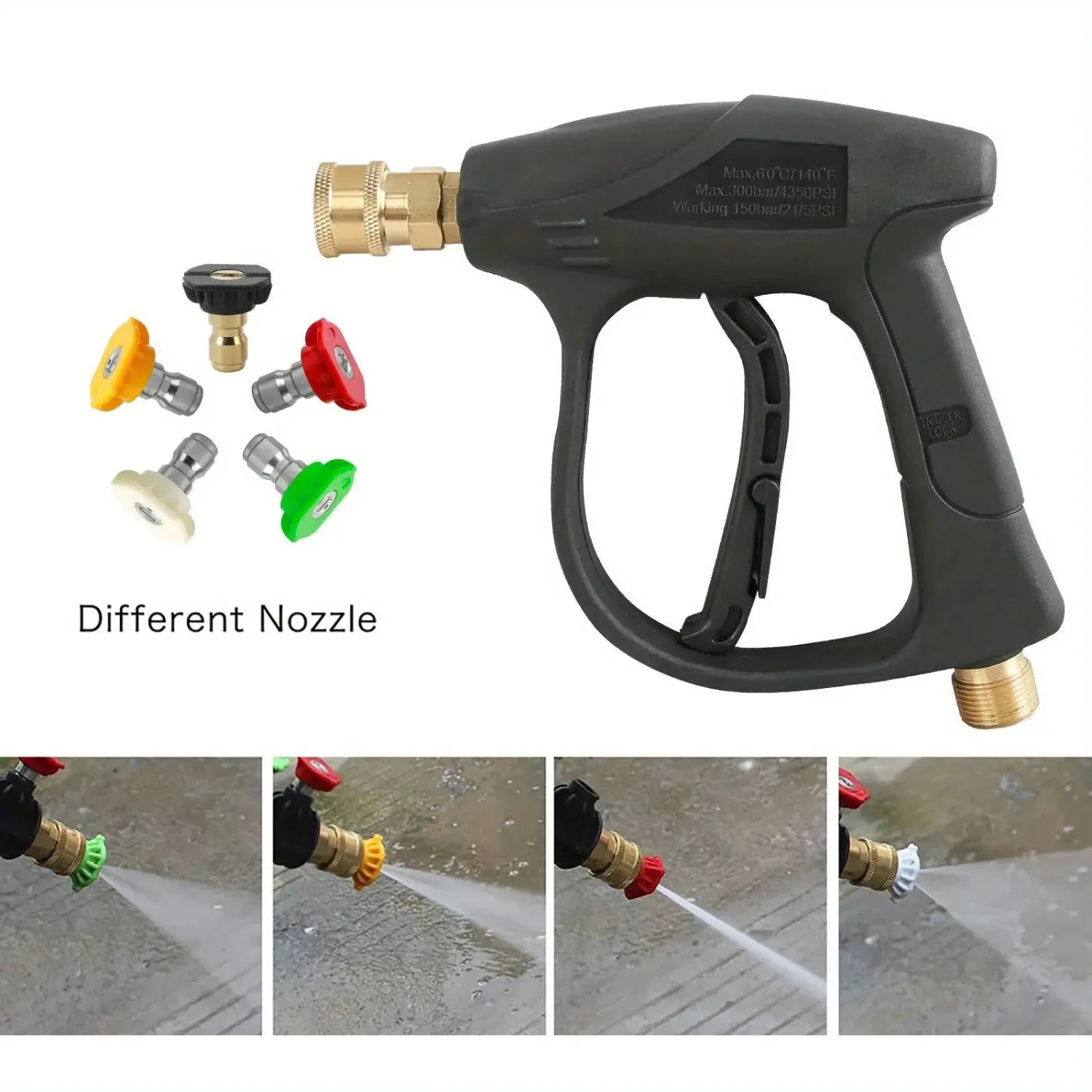 High Pressure Five-Color Fan Shaped Aluminum Core Car Wash Water Gun with Quick Insertion Nozzle for Union Nozzle Car Washing