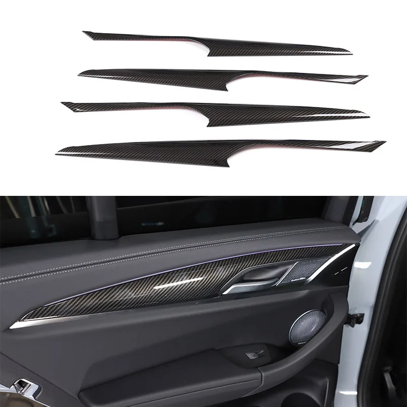 For BMW X3 X4 G01 G02 2018-2022 ABS Carbon Fiber Car Inner Door Strip Trim Decorative Accessories Interior Cover