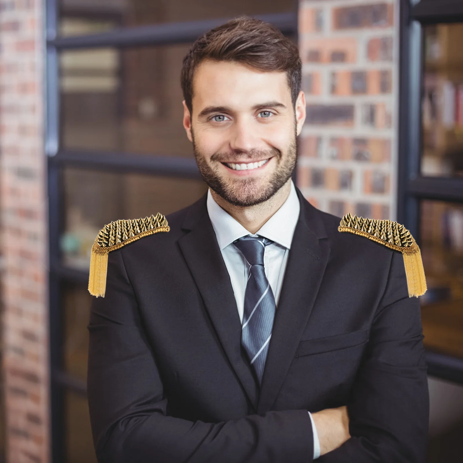 

2pcs Tassel Chain Rivet Epaulets For Suit Stage Party Costume Accessories Decorative Shoulder Badge Punk Epaulets