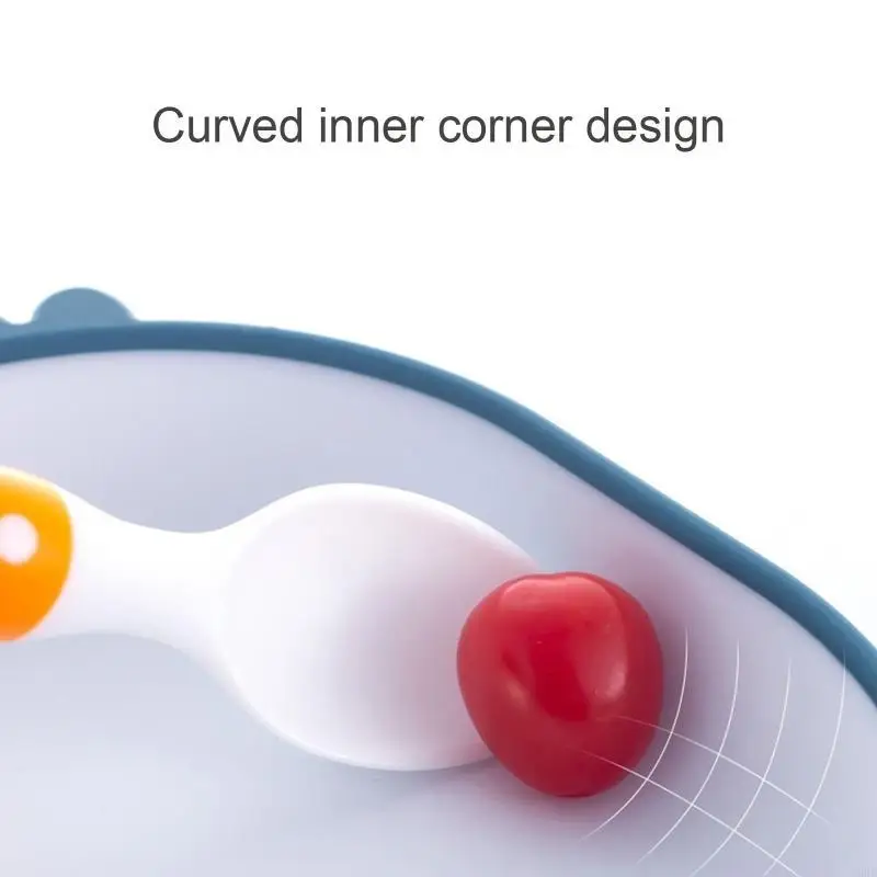 الكرتون السلطعون الطفل شفط السلطانية مقسمة طبق عشاء الرضع تعلم طبق التغذية BPA خالية سيليكون ثنائي اللون السلطانية ل L8RB #5