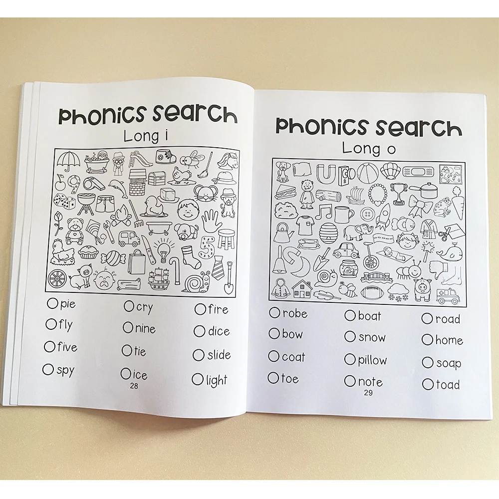 Palavras Ler e Encontrar Prática, Aprendizagem Pré-Escolar, Língua Inglesa, Escrita do Jardim de Infância, Livro de Colorir, Montessori