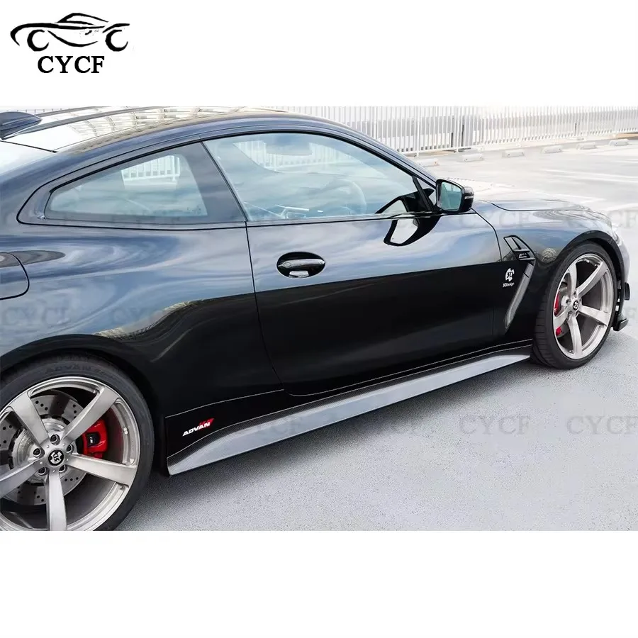 For BMW M4 G82 G83 2021+ 3D Style Dry Carbon Fiber Side Skirts Splitters Cupwings Winglets Canards Apron Upgrade body kit