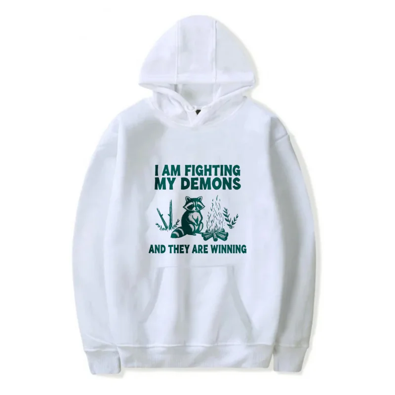 سترة بغطاء للرأس للرجال باللون الأسود أنا قتال شياطين ويحسبون بنمط قطة مطبوعة عالية الجودة من القطن ملابس غير رسمية للتعرق #2