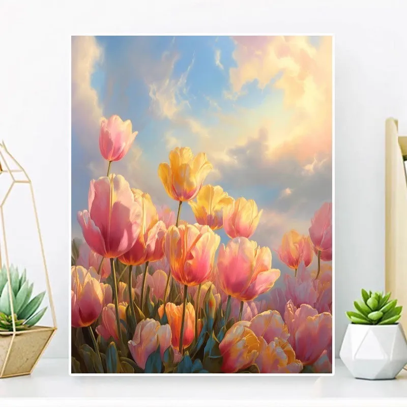 

Tulip Cross Stitch Kit Embroidery DIY Chinese Style Printed Thread Needlework Sets Home Decor Crafts New Arrival