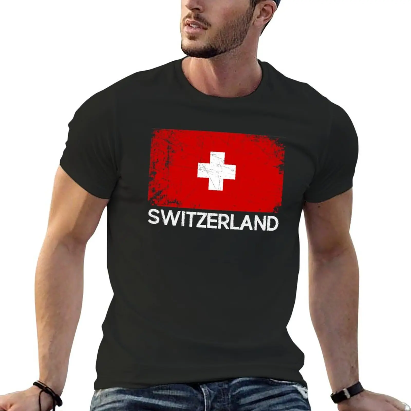 

Swiss Flag Design | Vintage Made In Switzerland Gift T-Shirt plus sizes hippie clothes street wear graphic tees for men
