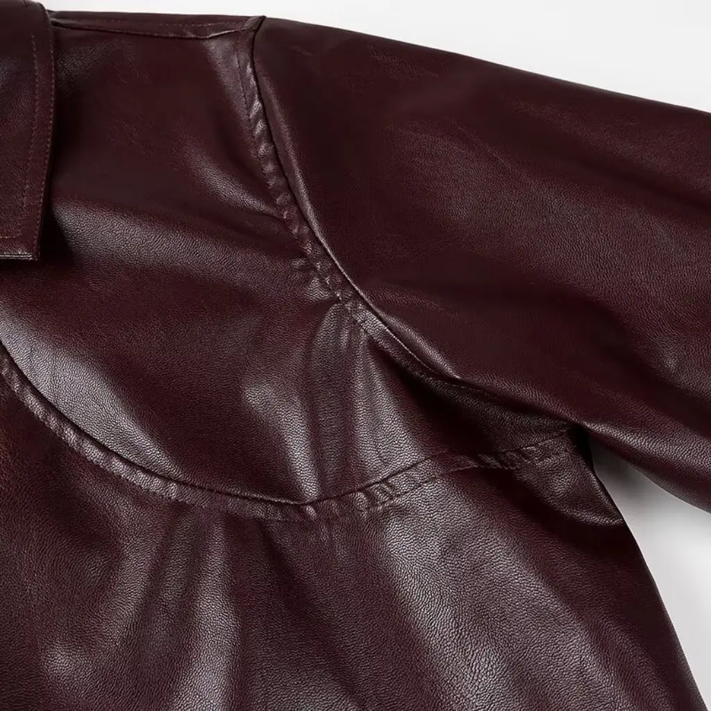 المرأة بو الجلود سترة معطف الخريف أزياء الاتجاه النمط الأوروبي الأمريكي سستة طية صدر السترة الأعلى