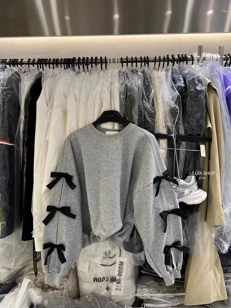 ربيع الخريف الطفل والفتيات القطن رمادي المحاصيل البلوز مع القوس مدرسة أطفال البلوز معطف أعلى الأطفال الزي البلوز 2-9 سنوات #6