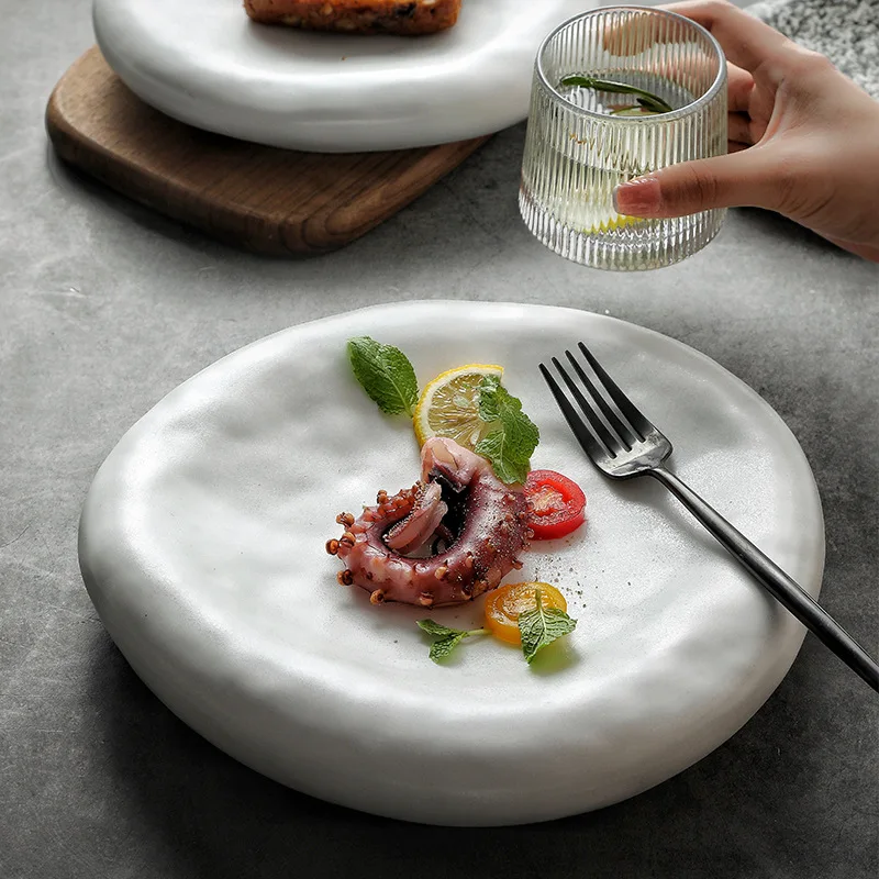 Irregular Ceramic Plate Japanese Creative Sashimi Plate Household Plate Dessert Bowl Restaurant Steak Japanese Sushi
