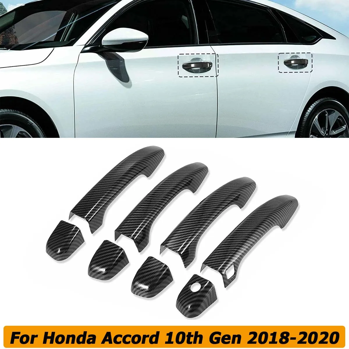 Exterior Door Handle Cover Sticker Protection Trim For Honda Accord 10th Gen 2018 2019 2020 w/ Smart Keyhole Car Accessories